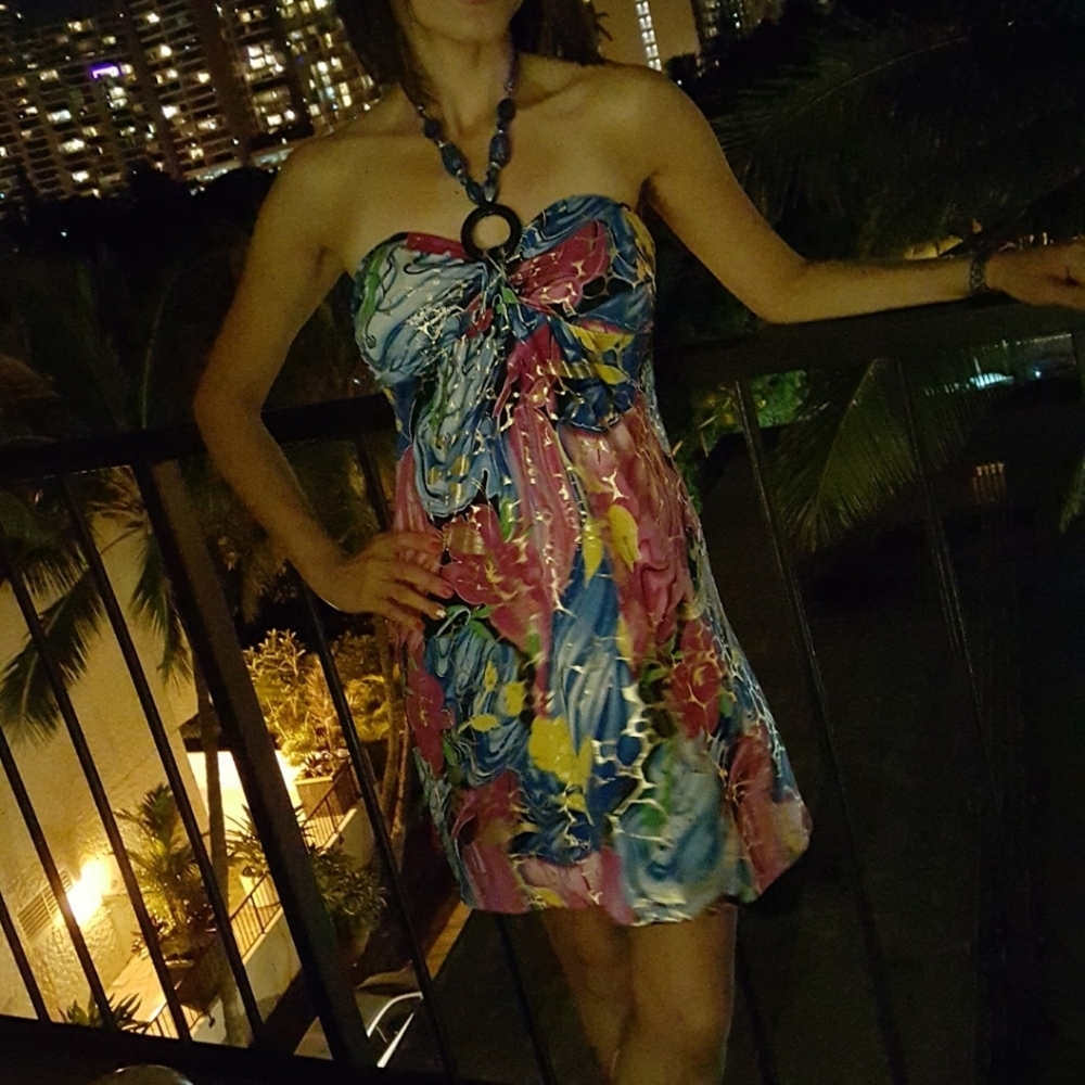 Multicolor Strapless Dress - Picture 4 of 5